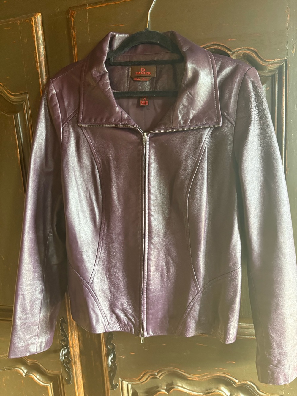 Danier Purple Leather Zip-Front Jacket
